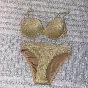 Gold Triangl Bikini, high waisted bottoms